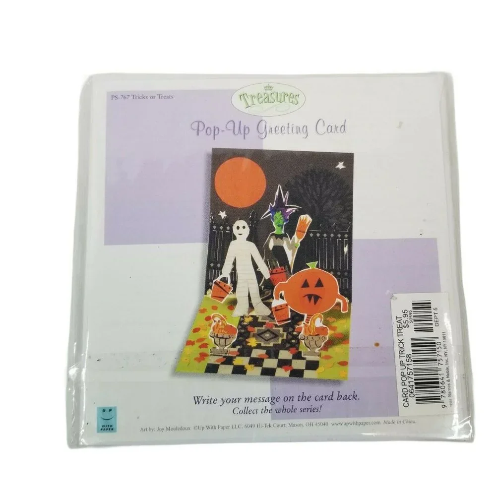Happy Halloween Greeting Card 3D Pop Up Treasures Tricks or Treats Witch Mummy
